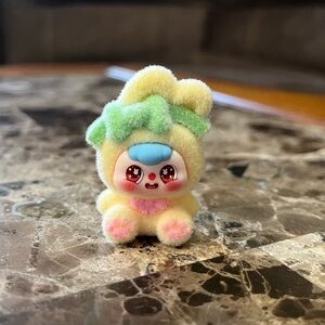 Cute Yellow and Green Flocked Collectible Figurine Toy